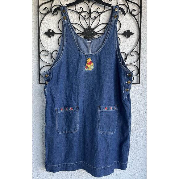 Vintage Disney Winnie The Pooh Denim Apron Dress - Large - Blue - Picture 1 of 6